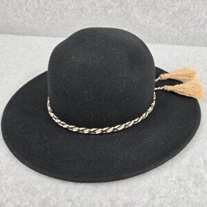 Brixton Stills Wool Felt Hat Size XS Black Round Top 3" Brim Boho Chic Fedora